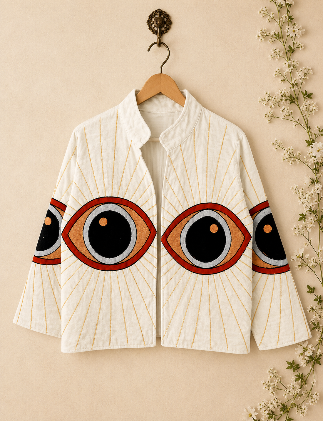 Velvet embroidered jacket look 1