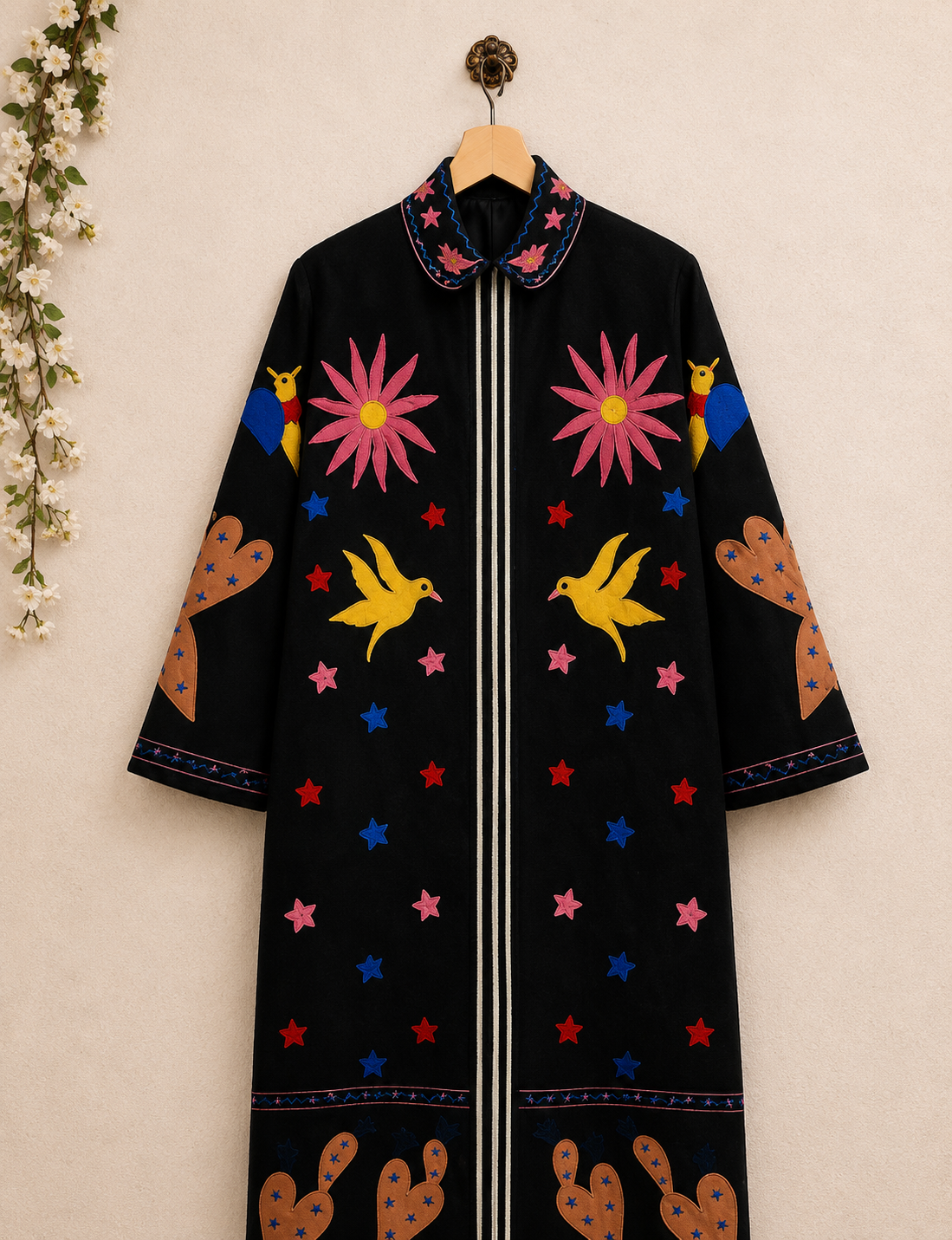 Velvet embroidered jacket look 2