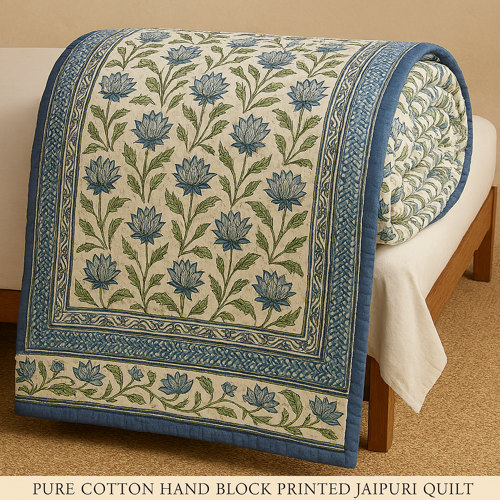 Handblock printed cotton Quilt